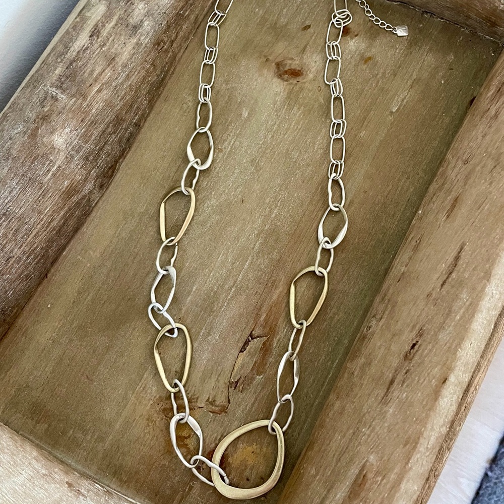Park Lane Brushed Silver & Gold Chain Link Necklace